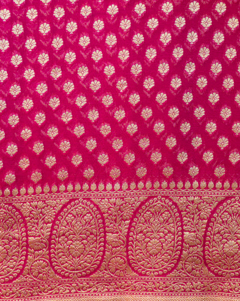 Radiant Rani Pink Khaddi Georgette Saree: A Blend of Tradition and Elegance