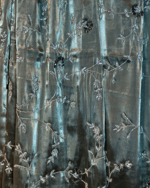 Elegant Grey Organza Saree with Hints of Blue