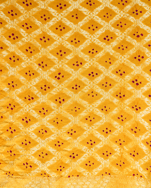 Yellow Khaddi Georgette Bandhani Saree