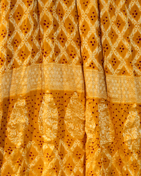 Yellow Khaddi Georgette Bandhani Saree