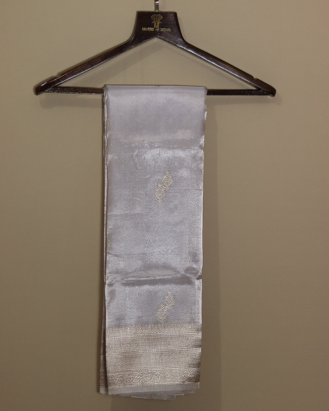 Silver Tissue Banarasi Uppada Pure Silk Saree with Subtle Zari Highlights