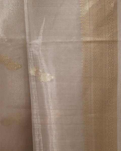 Silver Tissue Banarasi Uppada Pure Silk Saree with Subtle Zari Highlights
