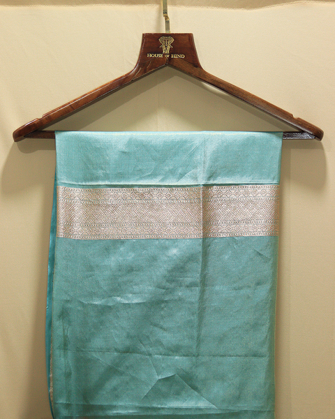 Sea Green Banarasi Uppada Pure Silk Saree with Zari Detailing