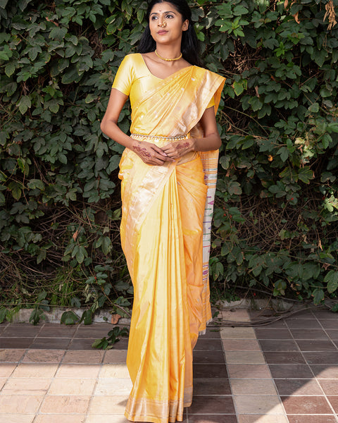 Yellow Pure Silk Heirloom Paithani -  The Vivaah Edit Lagan Special