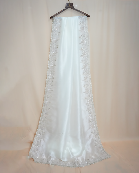 White Organza Saree with Sequi Embroidery