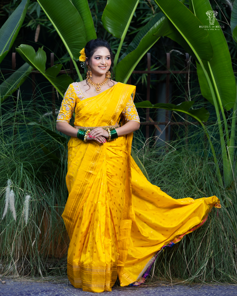 Yellow Pure Silk Heirloom Paithani Saree