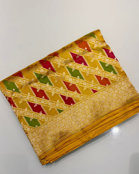 Yellow rangkat Banarasi saree