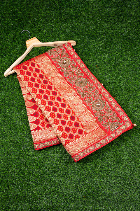 The Red Bandhani Saree