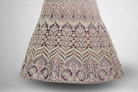 Grape Colour Lehenga - The Grape Purple Ombre bridal Lehenga with Thread Embroidery