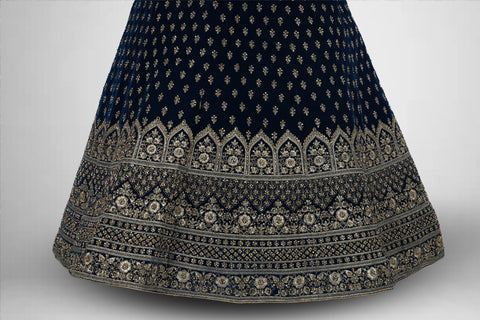 The Navy Blue Sequin Bridal Lehenga with Thread Embroidery and Sequin