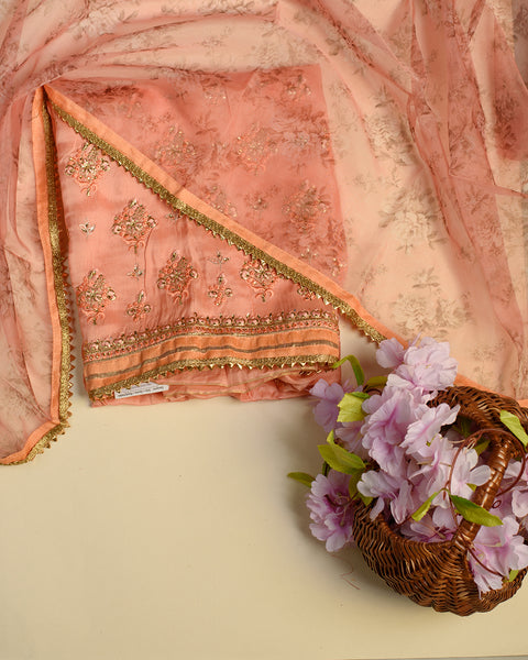 Light Coral Semi Stitched Salwaar Suit
